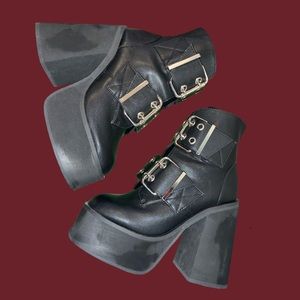 Dollskill Widow Phantom Riot Platform Boots